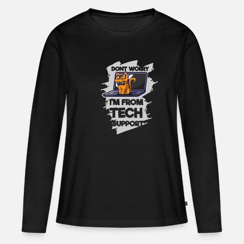 Programmation Cat Tech Support - T-shirt manches longues Premium bio Femme - noir