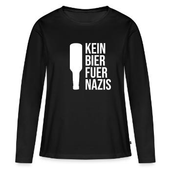 Pas de bière pour les nazis | Antiracisme, contre la loi - T-shirt manches longues Premium bio Femme - noir - Devant - Julia (174cm)