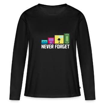 cassette - T-shirt manches longues Premium bio Femme - noir - Devant - Julia (174cm)