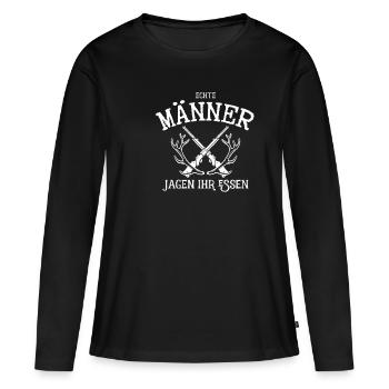 Echte Maenner Jagen Ihr Essen Jaeger Jagd Fa - Frauen Premium Bio Langarmshirt - Schwarz - Vorne - Julia (174cm)