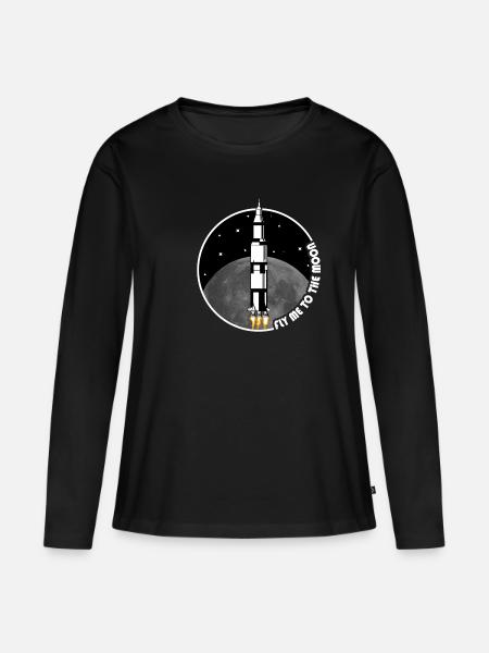 50 Jahre Mondlandung - Frauen Premium Bio Langarmshirt - Schwarz