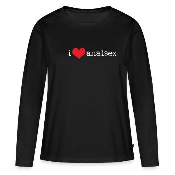Sexe anal Humour adulte - T-shirt manches longues Premium bio Femme - noir - Devant - Julia (174cm)