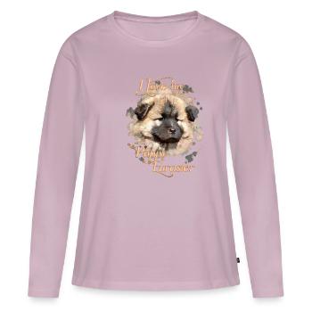 Mon chien Eurasier - T-shirt manches longues Premium bio Femme - rose poudré - Devant - Julia (174cm)