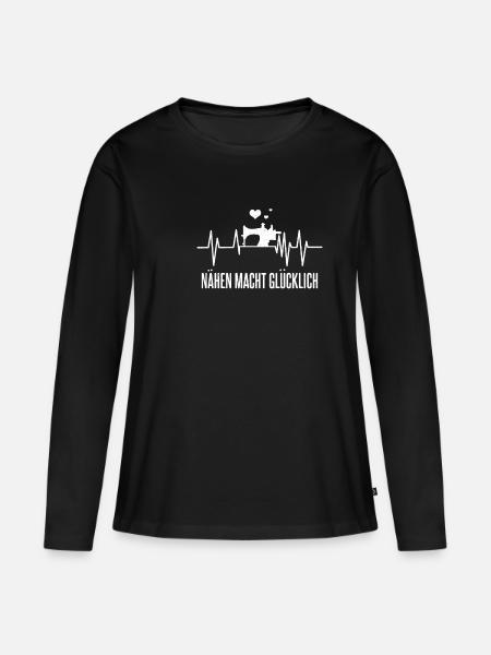 Nähen Kanalisation - Frauen Premium Bio Langarmshirt - Schwarz