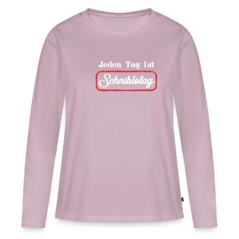 Jeden Tag ist Schniblotag Schnitzel und Blow Job - Frauen Premium Bio Langarmshirt - Altrosa - Vorne - Julia (174cm)