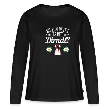 Dirndl - Frauen Premium Bio Langarmshirt - Schwarz - Vorne - Julia (174cm)