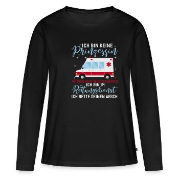 Lustig Rettungsdienst RTW Krankenwagen Geschenk - Frauen Premium Bio Langarmshirt - Schwarz - Vorne - Julia (174cm)