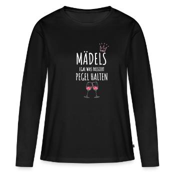 Mädels Egal Was Passiert Pegel Halten Frauen - Frauen Premium Bio Langarmshirt - Schwarz - Vorne - Julia (174cm)