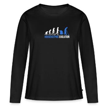 Housekeeping Evolution Raumpfleger Putzfrau Hotel - Frauen Premium Bio Langarmshirt - Schwarz - Vorne - Julia (174cm)
