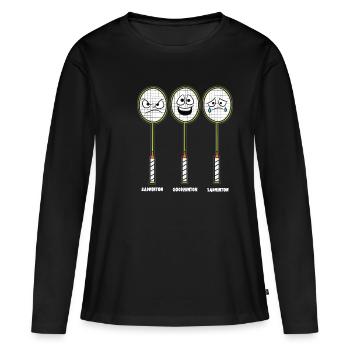 BADMINTON émotions amour haine de tristesse humour - T-shirt manches longues Premium bio Femme - noir - Devant - Julia (174cm)