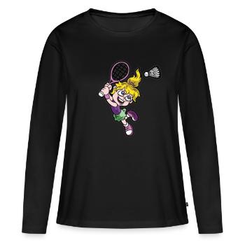 BADMINTON GIRL Plumeball filles Sport Cool - T-shirt manches longues Premium bio Femme - noir - Devant - Julia (174cm)