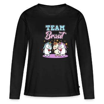 Team Braut JGA Einhorn Einhörner Lustig Geschenk - Frauen Premium Bio Langarmshirt - Schwarz - Vorne - Julia (174cm)
