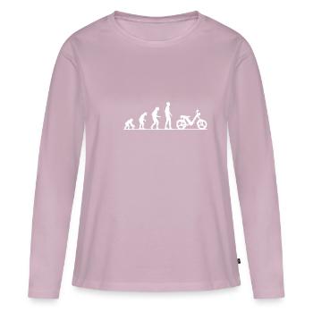 Evolution Affe Mensch Zweitaktfahrer Moped Töffli - Frauen Premium Bio Langarmshirt - Altrosa - Vorne - Julia (174cm)