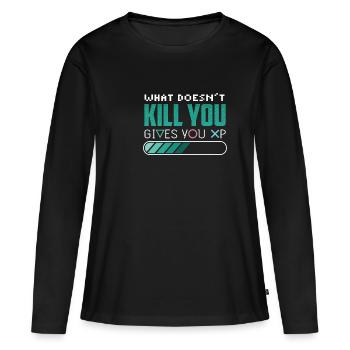 Chemise de joueur d'ordinateur de jeu cadeau drôle - T-shirt manches longues Premium bio Femme - noir - Devant - Julia (174cm)