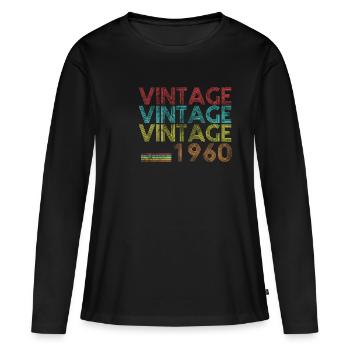 60e anniversaire 60 ans vintage 1960 60s sixties - T-shirt manches longues Premium bio Femme - noir - Devant - Julia (174cm)
