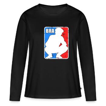 Wooden Russian in Russenhocke Bra Bratan Russia blyad R - Women's Premium Organic Long Sleeve Shirt - black - Front - Julia (174cm)