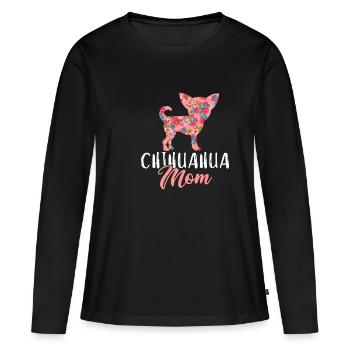 Cadeau drôle de propriétaire de chien de maman de chien de chihuahua - T-shirt manches longues Premium bio Femme - noir - Devant - Julia (174cm)