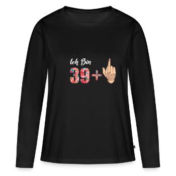 Lustig Ich bin 39 plus Frauen Mittelfinger - Frauen Premium Bio Langarmshirt - Schwarz - Vorne - Julia (174cm)