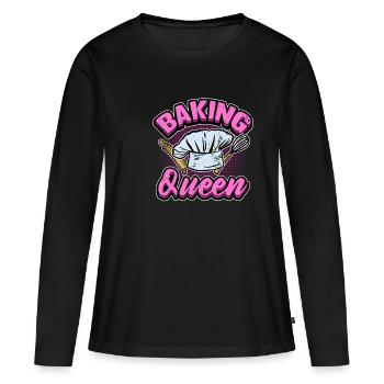 Lustig Backen Queen Frauen Kuchen Geschenk - Frauen Premium Bio Langarmshirt - Schwarz - Vorne - Julia (174cm)