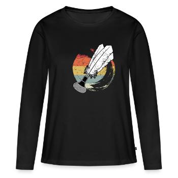 Indiaca Volleyball Retro Trend Sport Amérique du Sud - T-shirt manches longues Premium bio Femme - noir - Devant - Julia (174cm)