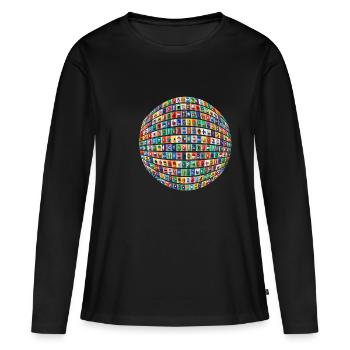 Flaggen der Länder Nationale patriotische Weltfarb - Frauen Premium Bio Langarmshirt - Schwarz - Vorne - Julia (174cm)