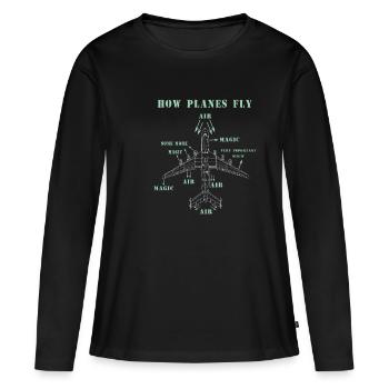 How planes fly - Women's Premium Organic Long Sleeve Shirt - black - Front - Julia (174cm)