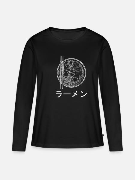 Ramen Japan Tshirt - Frauen Premium Bio Langarmshirt - Schwarz