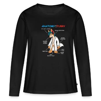 Cadeau de propriétaire de fourrure d'animal à fourrure anatomie - T-shirt manches longues Premium bio Femme - noir - Devant - Julia (174cm)
