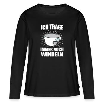 ABDL Windel Diaper Geschenk - Frauen Premium Bio Langarmshirt - Schwarz - Vorne - Julia (174cm)