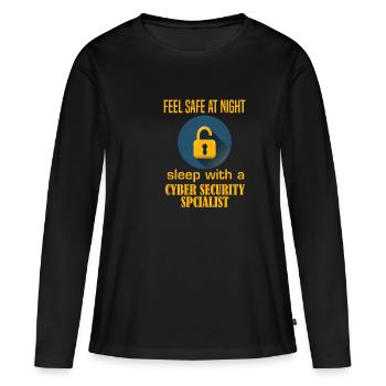 Programmeur informatique de sécurité Informatique Cyber Tech Ha - T-shirt manches longues Premium bio Femme - noir - Devant - Julia (174cm)
