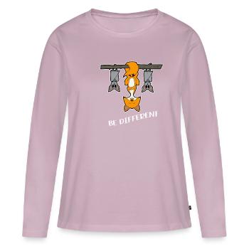 Be Different - T-shirt manches longues Premium bio Femme - rose poudré - Devant - Julia (174cm)