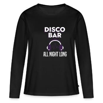 Disco Bar All Night Long Festival Nacht Tanzparty - Frauen Premium Bio Langarmshirt - Schwarz - Vorne - Julia (174cm)
