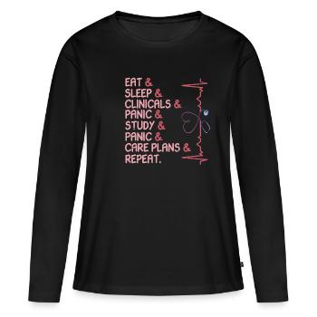 Krankenschwester Klinik Studieren Lustig Geschenk - Frauen Premium Bio Langarmshirt - Schwarz - Vorne - Julia (174cm)