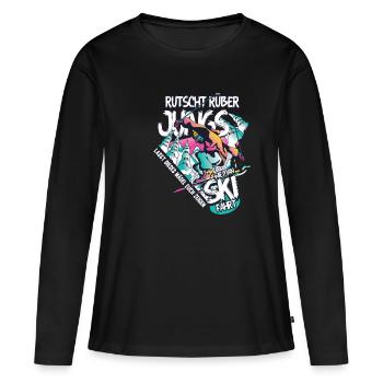 Ski Skipiste Skiurlaub Skigebiet Apres Ski Spruch - Frauen Premium Bio Langarmshirt - Schwarz - Vorne - Julia (174cm)
