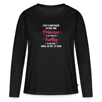 Compliqué princesse et faire du Karting - T-shirt manches longues Premium bio Femme - noir - Devant - Julia (174cm)