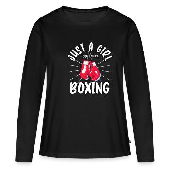 Boxer Just A Girl Who Loves Boxing Sports Kick - Frauen Premium Bio Langarmshirt - Schwarz - Vorne - Julia (174cm)