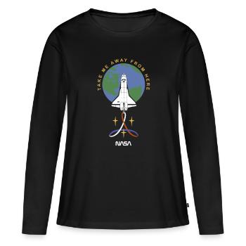 NASA Take Me Away From Here - T-shirt manches longues Premium bio Femme - noir - Devant - Julia (174cm)