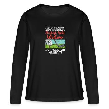 Heißeste Golf-Witwe - Frauen Premium Bio Langarmshirt - Schwarz - Vorne - Julia (174cm)