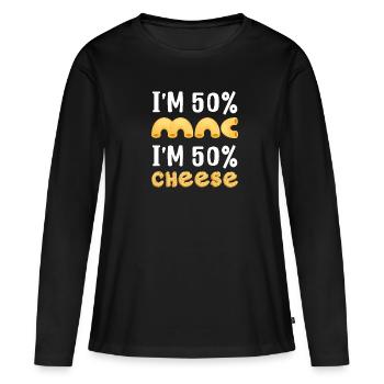 Ich bin 50% Mac und 50% Cheese - Frauen Premium Bio Langarmshirt - Schwarz - Vorne - Julia (174cm)