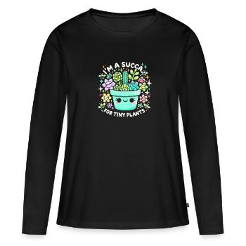 Ich bin eine Sukka für winzige Pflanzen - Frauen Premium Bio Langarmshirt - Schwarz - Vorne - Julia (174cm)