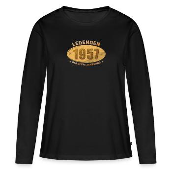 Legenden 1957 - Frauen Premium Bio Langarmshirt - Schwarz - Vorne - Julia (174cm)