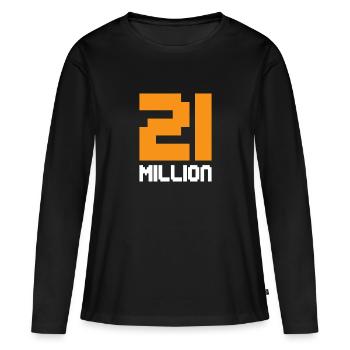 21 millions de bitcoins - T-shirt manches longues Premium bio Femme - noir - Devant - Julia (174cm)