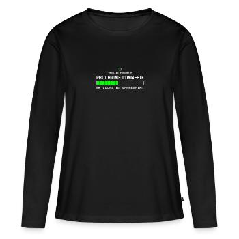 Nächstes Laden - Frauen Premium Bio Langarmshirt - Schwarz - Vorne - Julia (174cm)