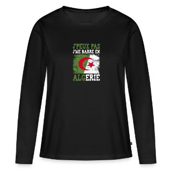 Ich kann nicht in Algerien stecken bleiben - Frauen Premium Bio Langarmshirt - Schwarz - Vorne - Julia (174cm)