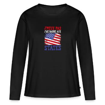 Ich kann nicht in die Vereinigten Staaten gehen - Frauen Premium Bio Langarmshirt - Schwarz - Vorne - Julia (174cm)