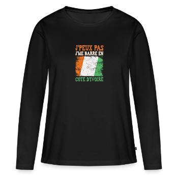 Je peux pas je me barre en Côte d'Ivoire. Ivoirien - T-shirt manches longues Premium bio Femme - noir - Devant - Julia (174cm)