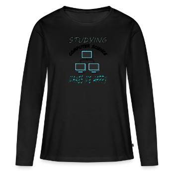 Étudier l’informatique Informatique Cadeau étudiant - T-shirt manches longues Premium bio Femme - noir - Devant - Julia (174cm)