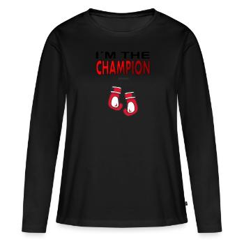 Boxkampfer I´am the Boxchampion Boxkampf Geschenk - Frauen Premium Bio Langarmshirt - Schwarz - Vorne - Julia (174cm)