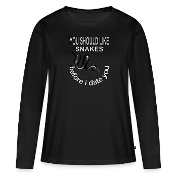 idée cadeau serpent venimeux boa serpent à sonnette - T-shirt manches longues Premium bio Femme - noir - Devant - Julia (174cm)