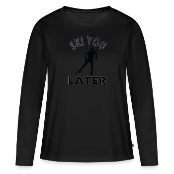 Station de ski Ski Saut à ski Lunettes de ski Cadeau - T-shirt manches longues Premium bio Femme - noir - Devant - Julia (174cm)